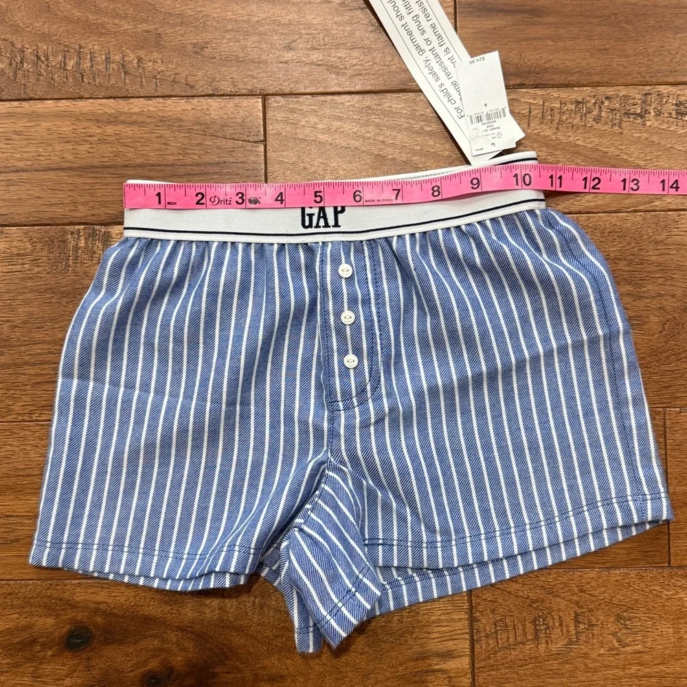 Girls Gap Kids Recycled Flannel PJ Pajama Shorts - Blue Pinstripe - Size 6
